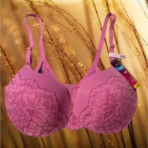 🆕Maidenform Deep Plunge “Love the Lift” in Rose Gold Lace Push Up Bra NWT